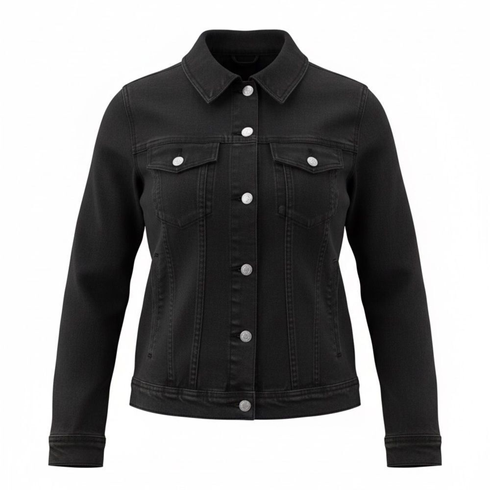 SAKS FIFTH AVENUE WOMENS DENIM JACKET BLACK SIZE 6 P